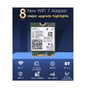 Intel BE202NGW Wi-Fi 7 M.2 2230 Wireless Card – Tri-Band, BT 5.4, OSGEAR Pack, Dual Antenna