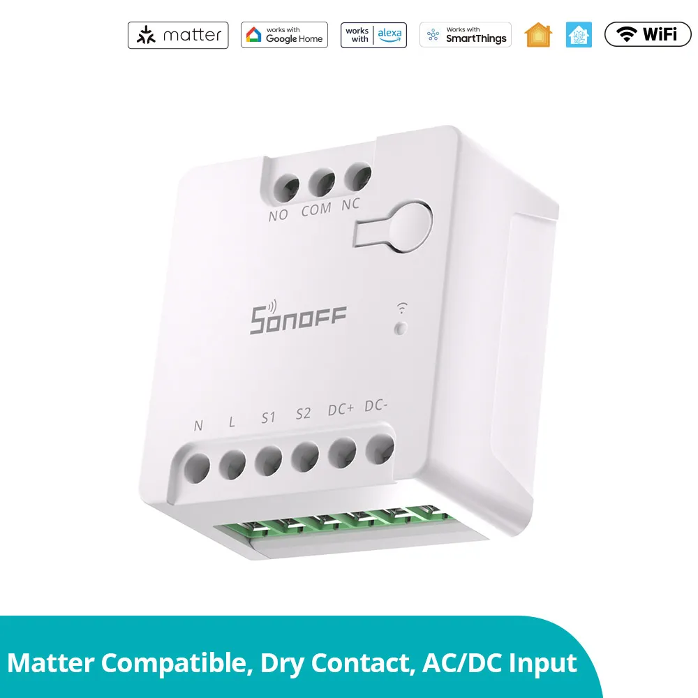 SONOFF MINI-D Dry Contact Wi-Fi Smart Switch – Matter-Compatible, AC DC, NO NC Relay