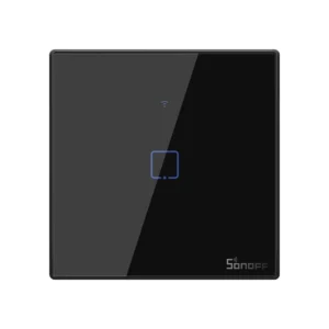 SONOFF T3EU1C-TX Smart Light Switch – 1-Gang, Wi-Fi + RF, Black Glass Panel