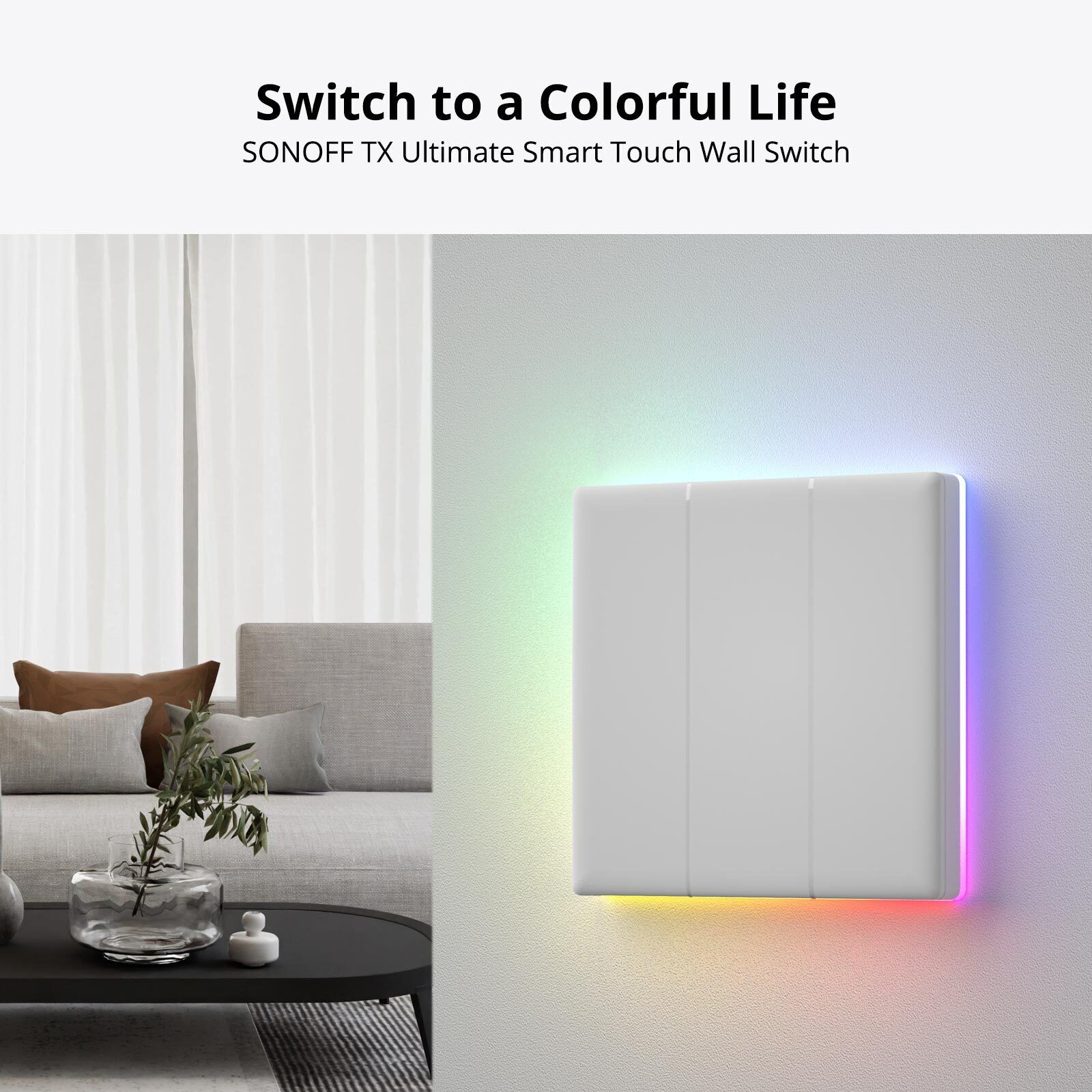 SONOFF TX Ultimate Smart Touch Wall Switch – Full-Screen RGB, Wi-Fi, Matter-Compatible