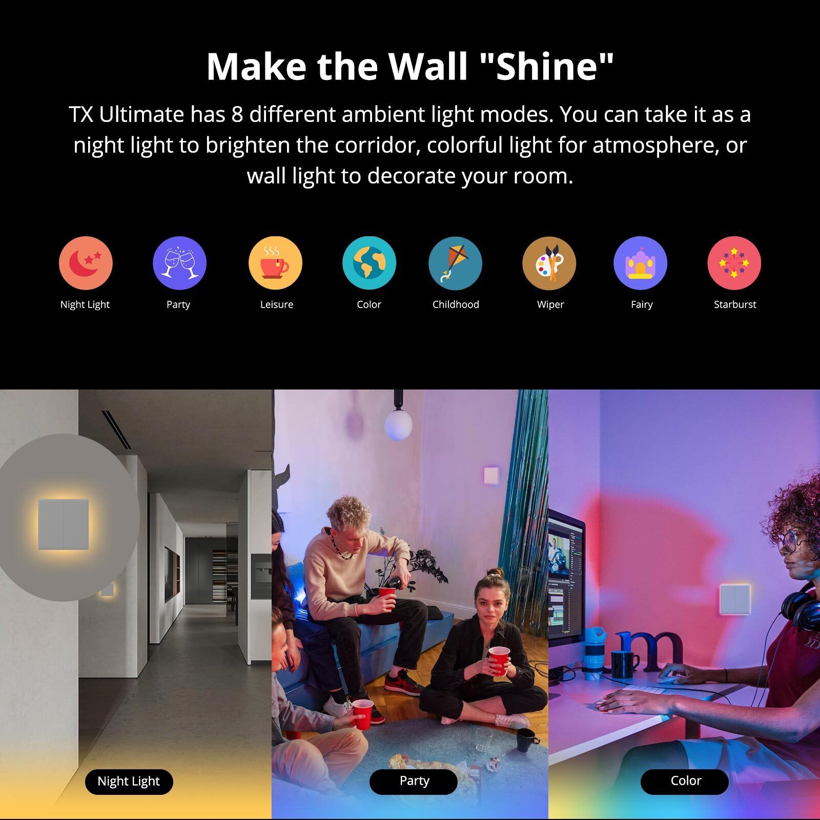 SONOFF TX Ultimate Smart Touch Wall Switch – Full-Screen RGB, Wi-Fi, Matter-Compatible