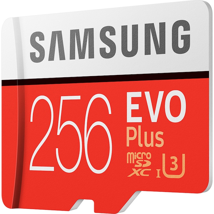 Samsung EVO Plus 256GB microSDXC is a high-performance memory card, UHS-I U3 speed class, with SD adapter