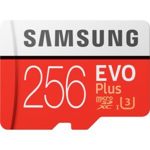 Samsung EVO Plus 256GB microSDXC is a high-performance memory card, UHS-I U3 speed class, with SD adapter