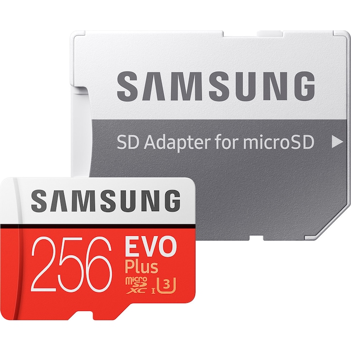 Samsung EVO Plus 256GB microSDXC is a high-performance memory card, UHS-I U3 speed class, with SD adapter