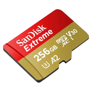 SanDisk Extreme microSDXC 256GB high-speed memory rated A2, V30, UHS-I U3