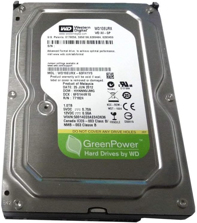 WD AV-GP 1TB 3.5" SATA III HDD 64MB cache, 5400 RPM, optimized for AV and surveillance systems