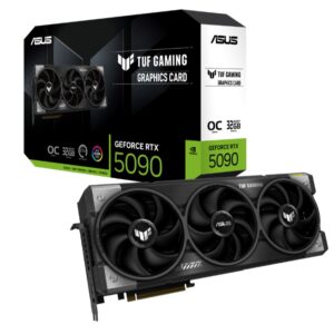 ASUS TUF Gaming GeForce RTX 5090 OC Edition is a high-end graphics card with 32GB GDDR7 memory, robust cooling, designed for extreme gaming and professional workloads