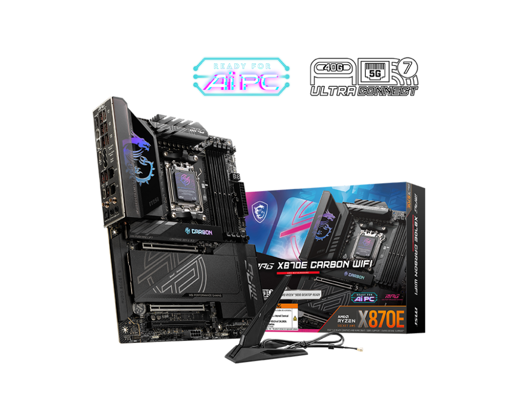 MSI MPG X870E Carbon WiFi is for AMD Ryzen 9000 series processors, AM5 socket, X870E chipset